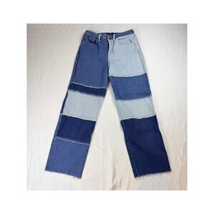 Hollister Ultra High-Rise Vintage Straight Patchwork Jeans Sz 28W